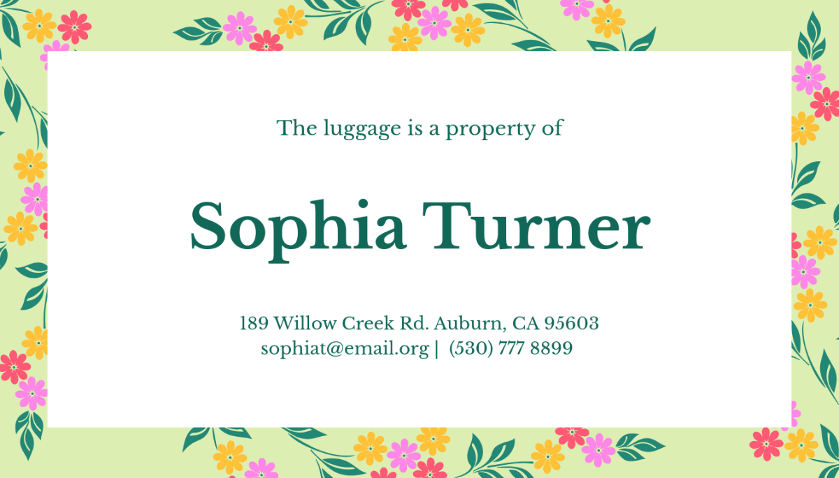 Free Custom Luggage Tag Template to Edit Online