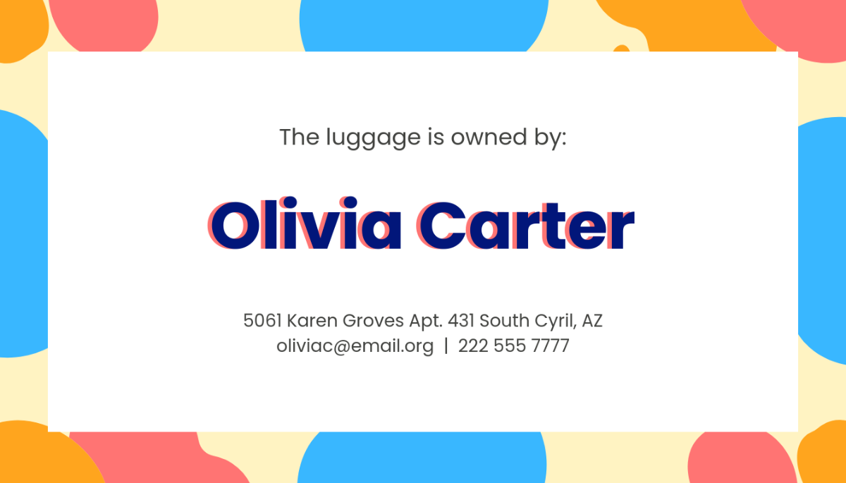 Cute Luggage Tag Template