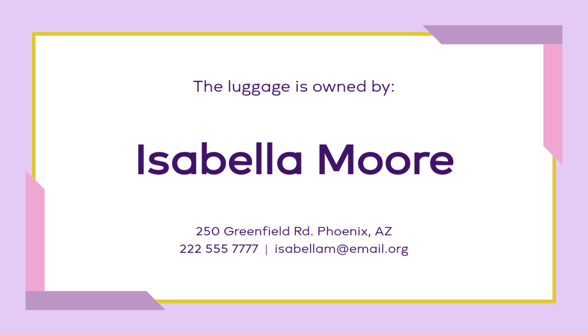 Bright Luggage Tag Template