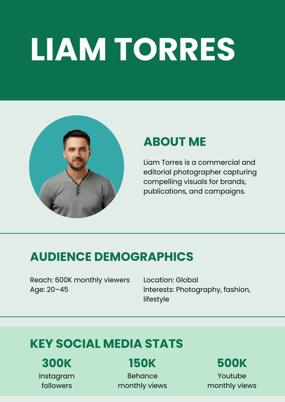 Free Photographer Press Kit (EPK) Template to Edit Online