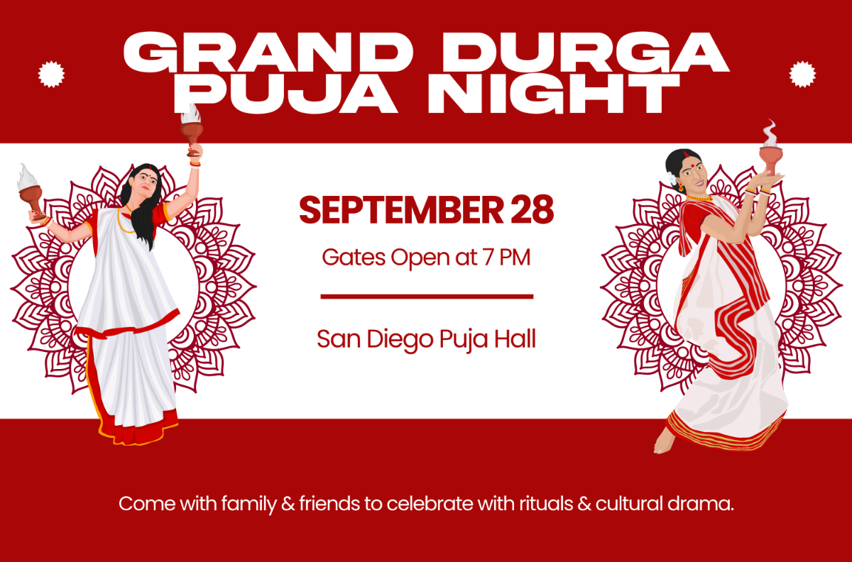 Free Durga Puja Invitation Banner Template to Edit Online