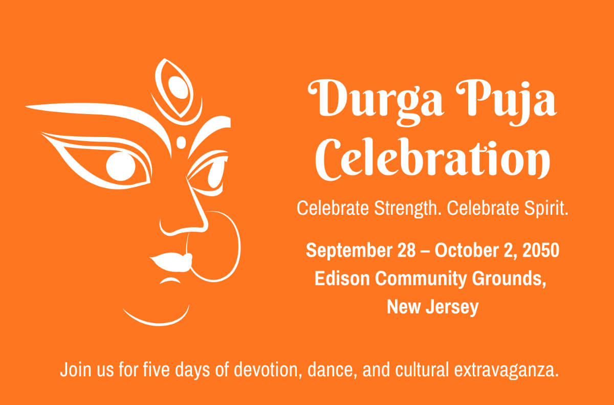 Free Durga Puja Banner in English Template to Edit Online