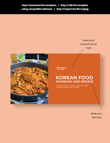 Free Food Blogger Youtube Thumbnail Template to Edit Online