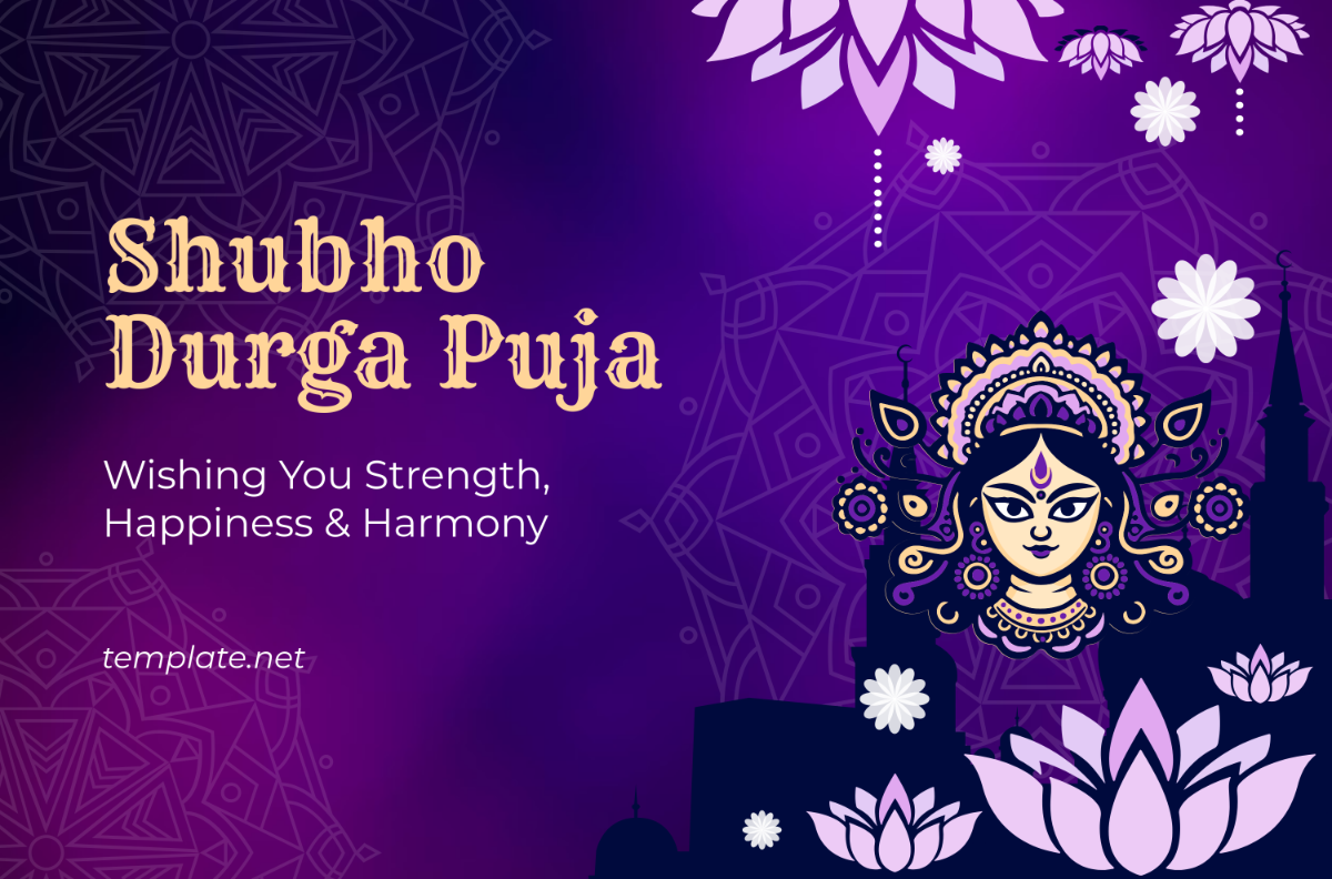 Free Printable Durga Puja Banner Template to Edit Online