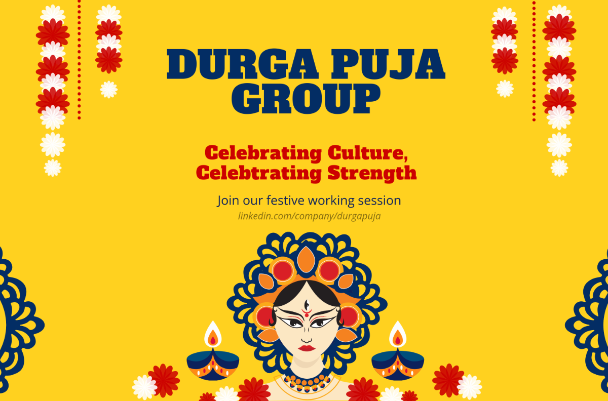 Free Durga Puja LinkedIn Banner Template to Edit Online