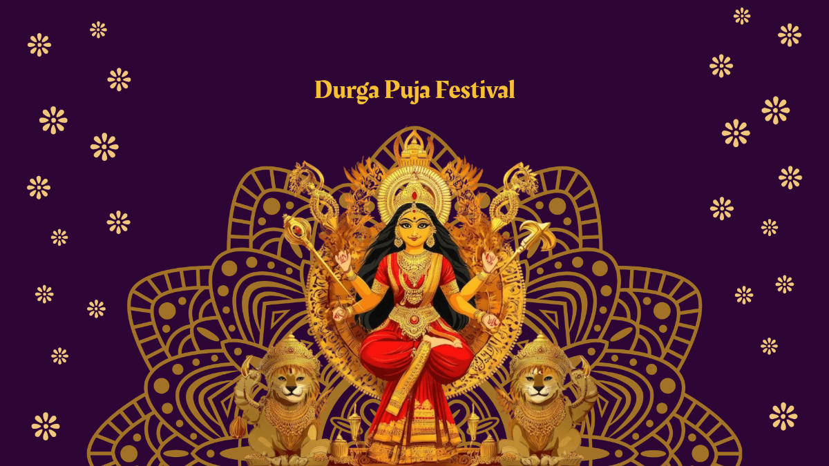 Free Purple Durga Puja Festival Background Template to Edit Online