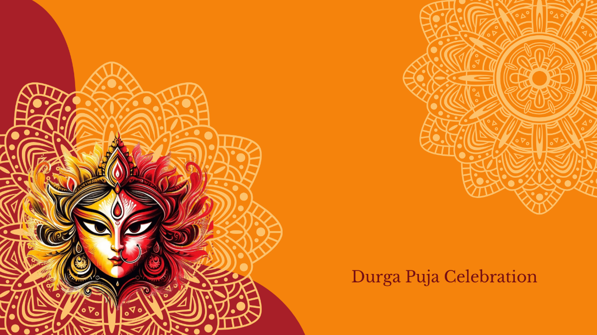 Free Durga Puja Celebration Background Template to Edit Online