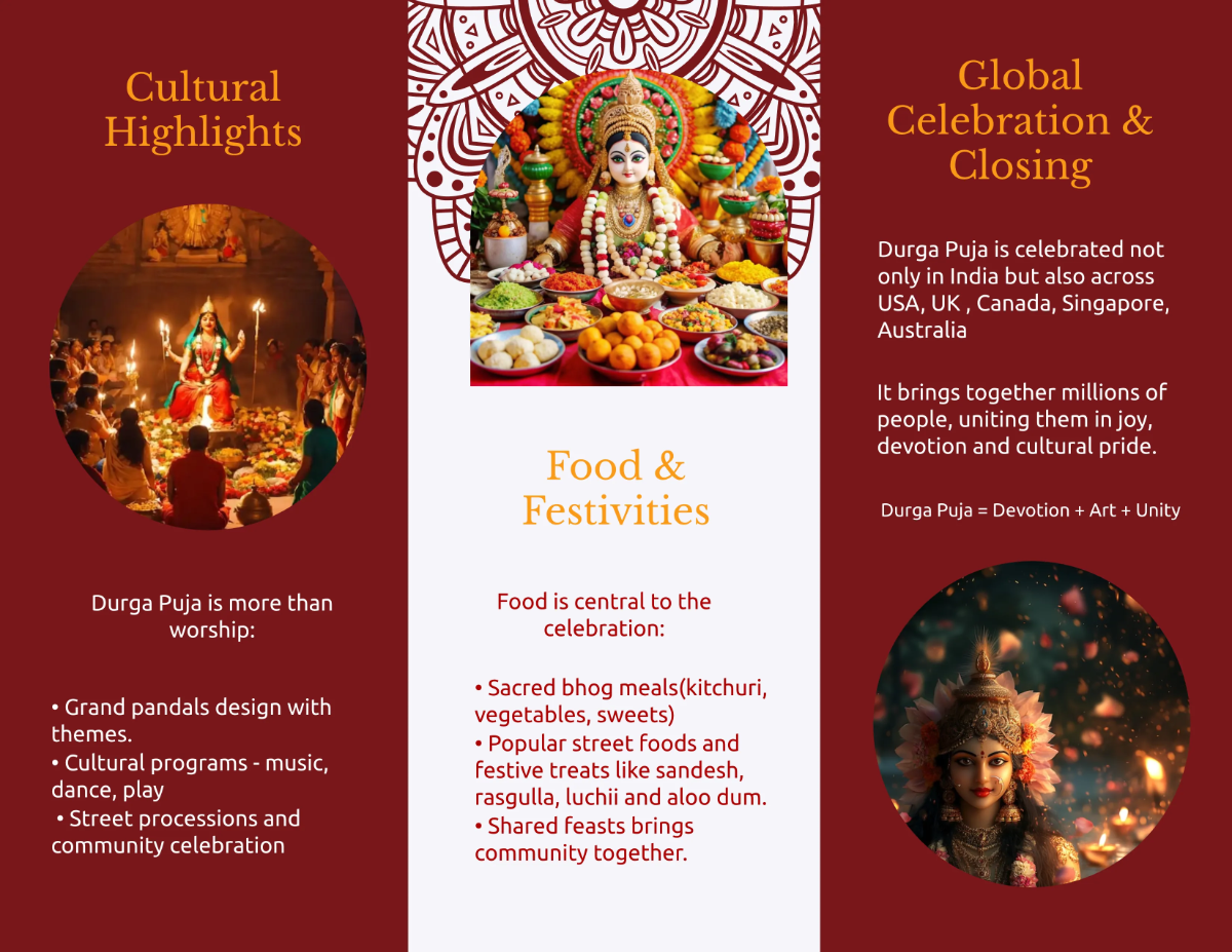 Free Simple Durga Puja Brochure Template to Edit Online