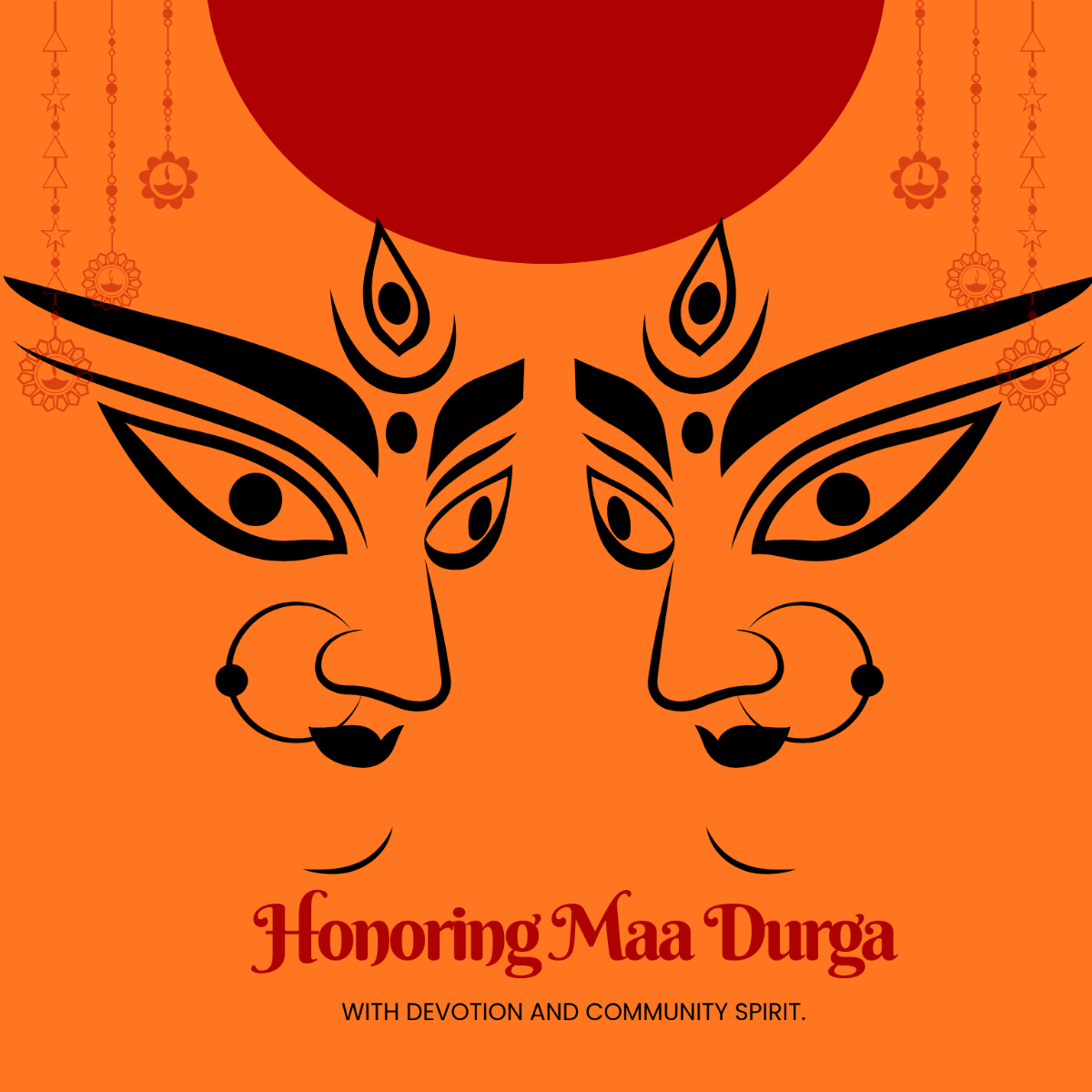Free Creative Durga Puja Illustration Template to Edit Online