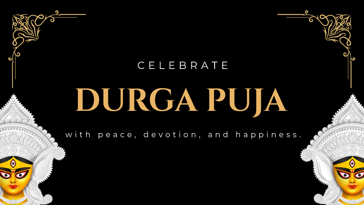 Free Elegant Durga Puja Background Template to Edit Online