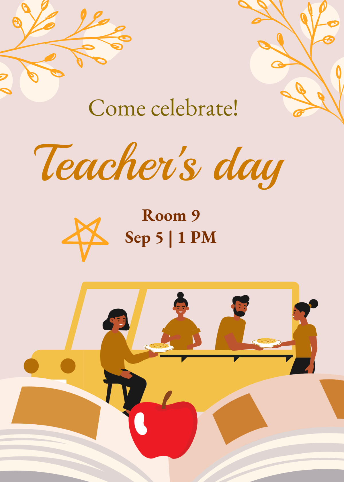Free Teachers Day Dinner Invitation Template to Edit Online