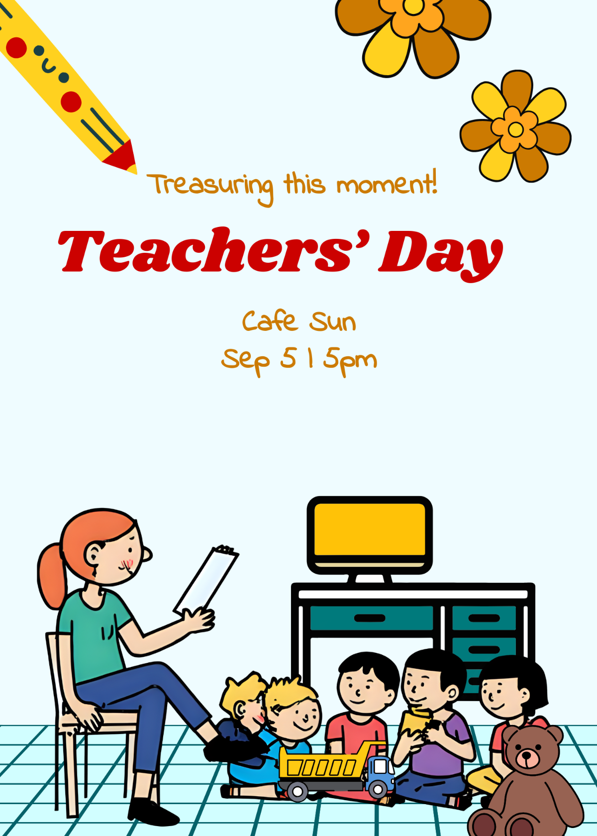 Free Teacher Appreciation Teachers Day Invitation Template to Edit Online