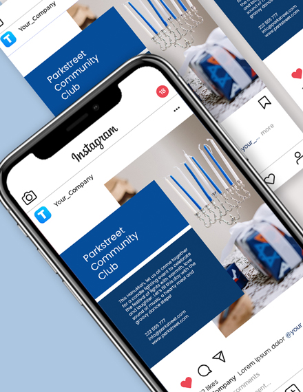 Free Hanukkah Invitation Instagram Post Template to Edit Online