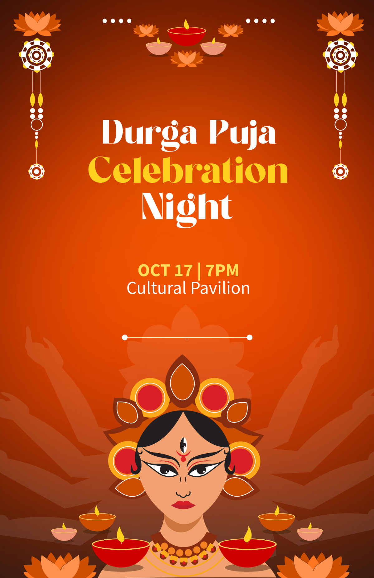 Free Blank Durga Puja Celebration Template to Edit Online