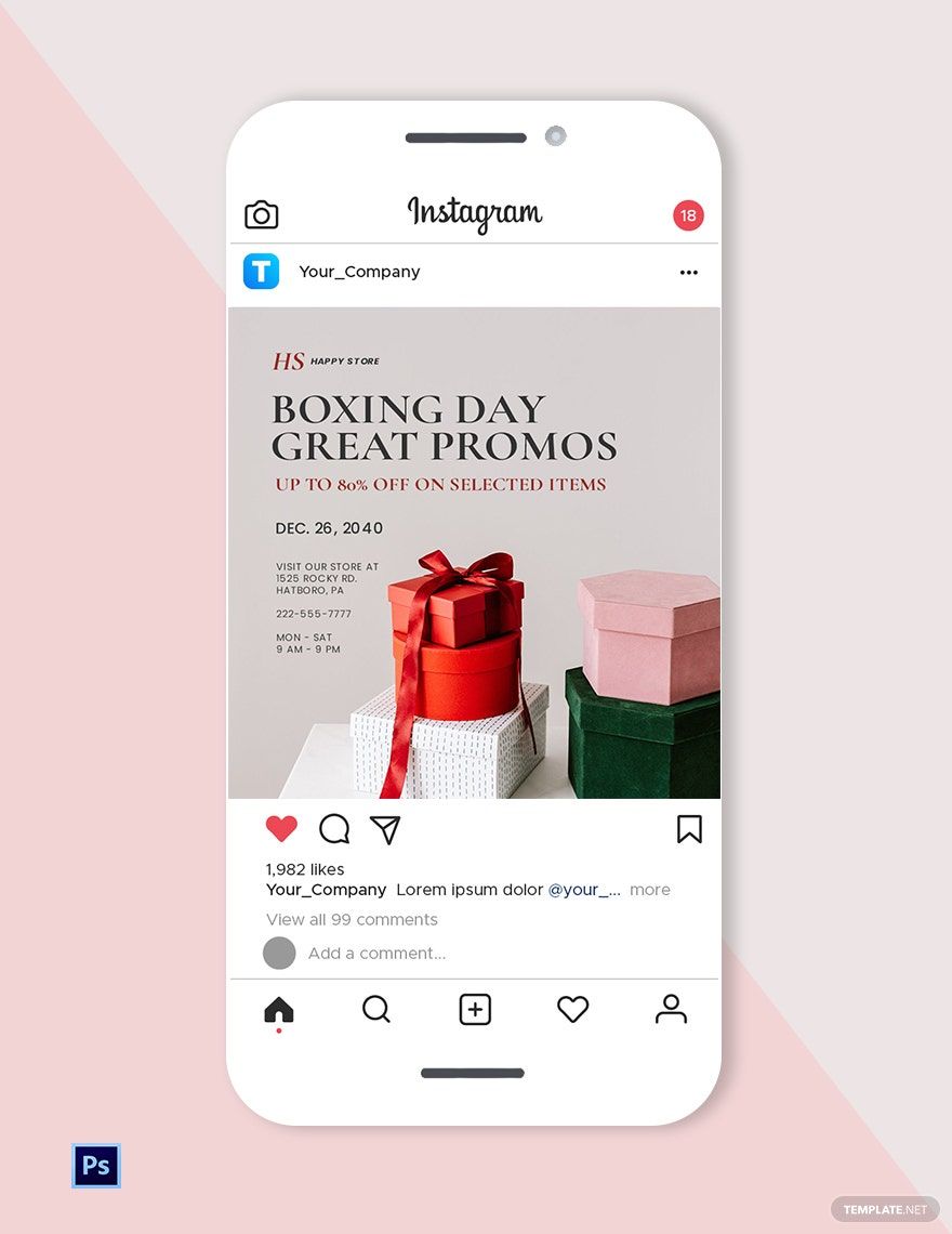 Free Boxing Day Instagram Post Template in PSD