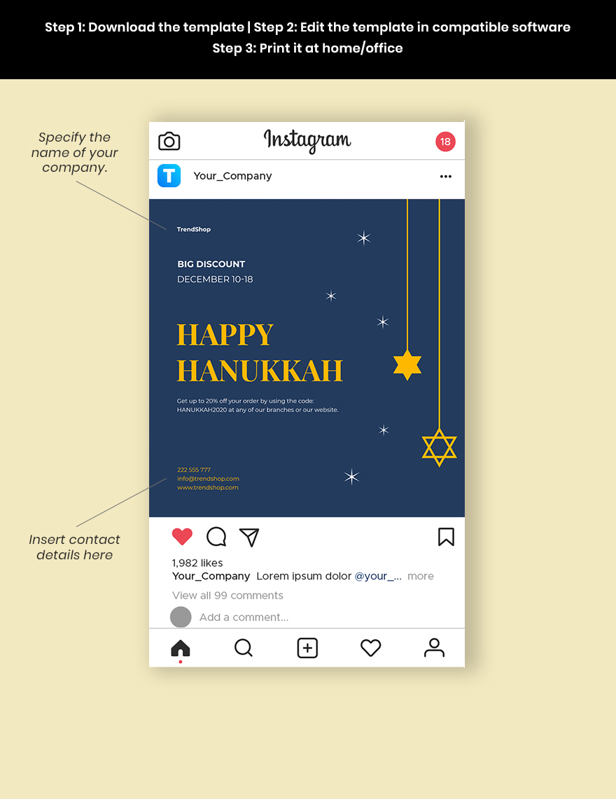 Hanukkah Sale Instagram Post Template