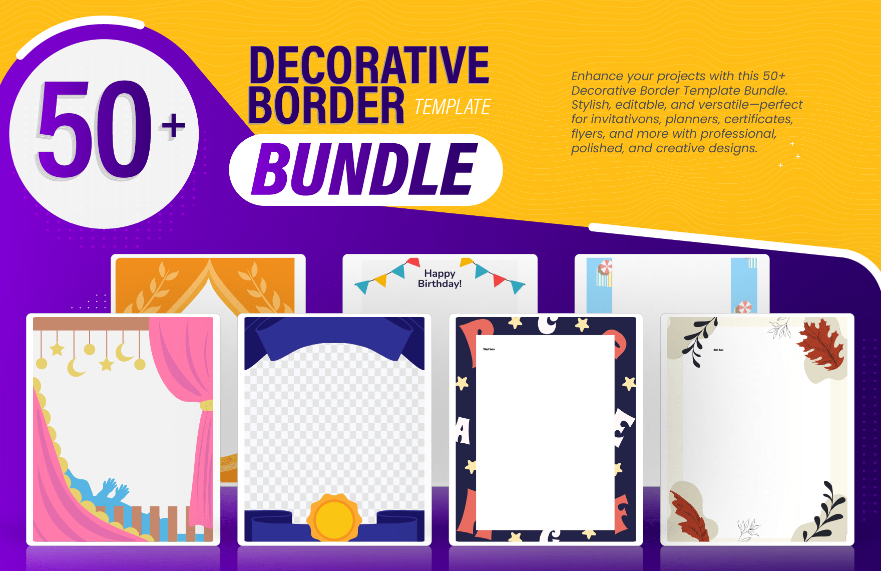 50+ Decorative Border Template Bundle in Word, Google Docs to Download