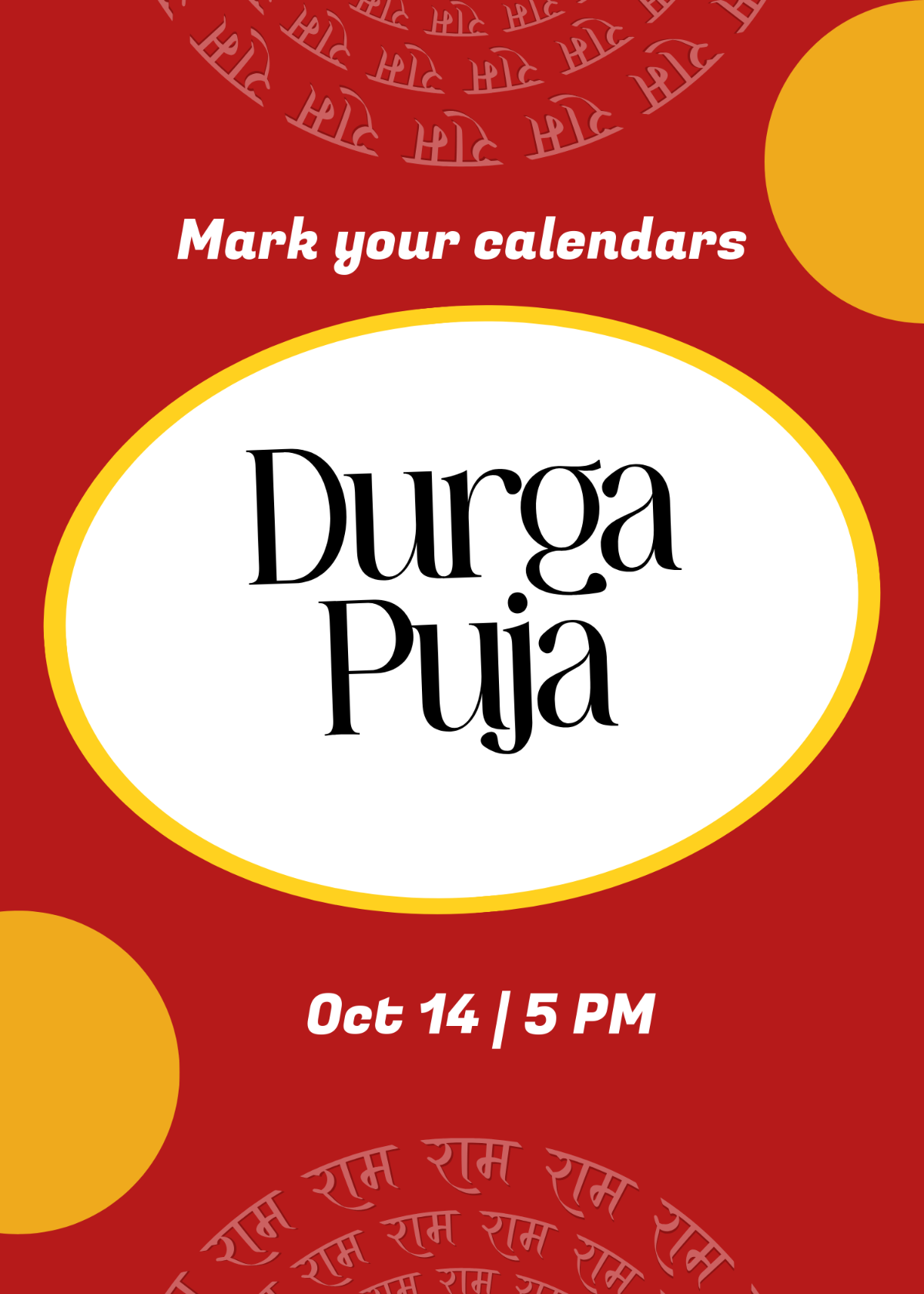 Free Professional Durga Puja Announcement Template to Edit Online