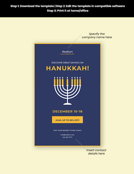 Free Hanukkah Poster Template to Edit Online
