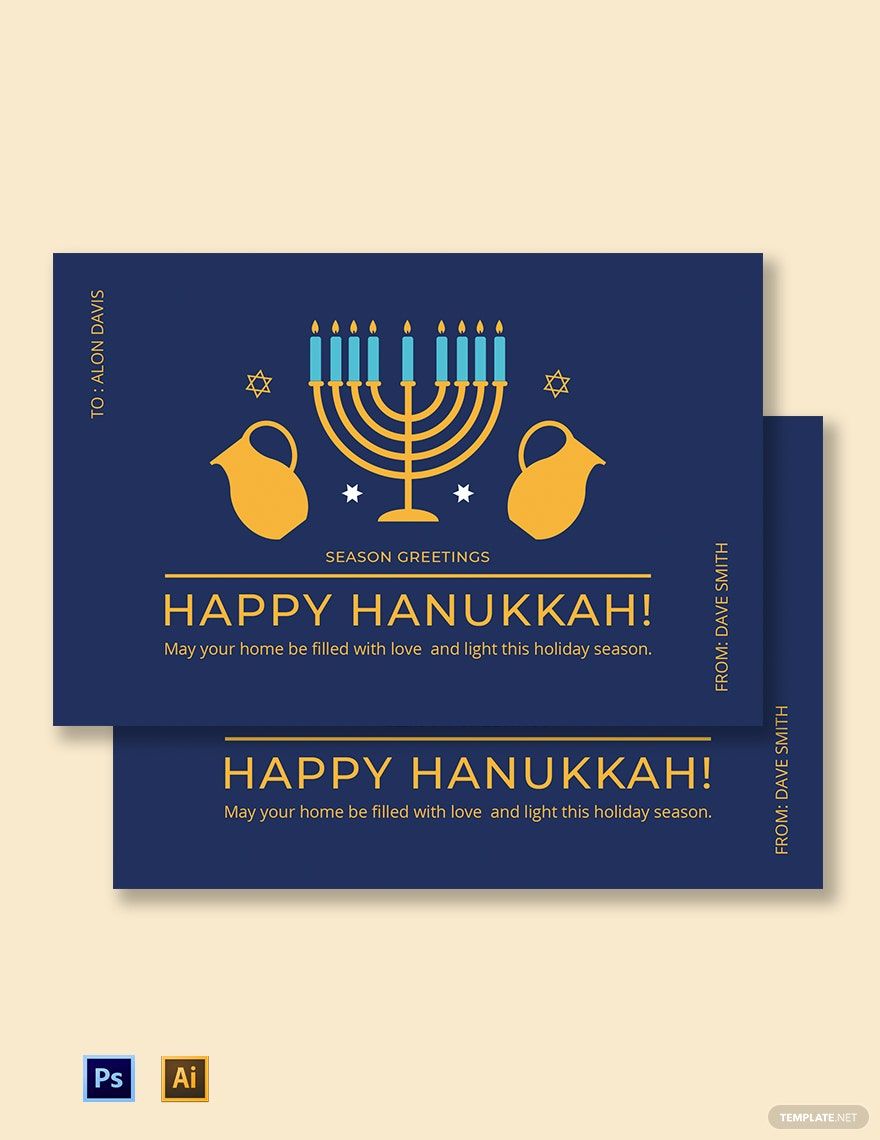 Free Hanukkah Card Template Download in Illustrator, PSD