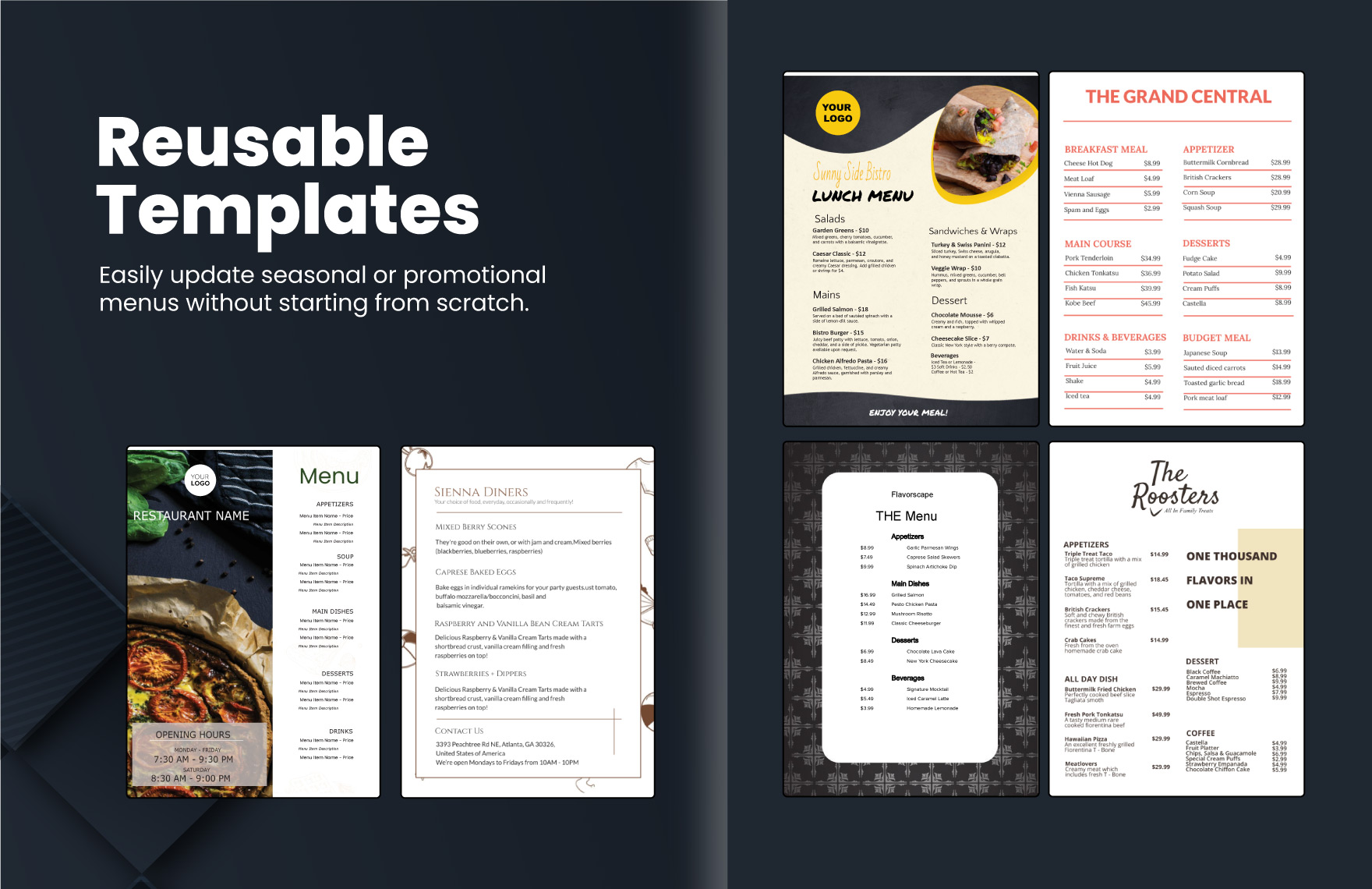 60+ Restaurant Menu Template Bundle