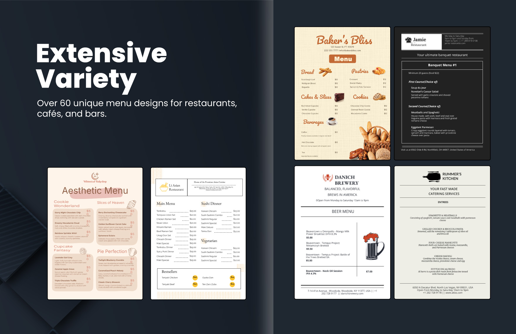 60+ Restaurant Menu Template Bundle