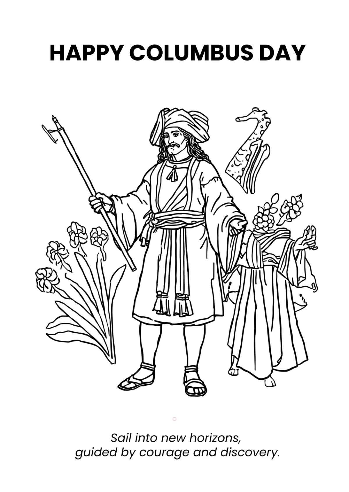Aesthetic Columbus Day Coloring Page Template to Download