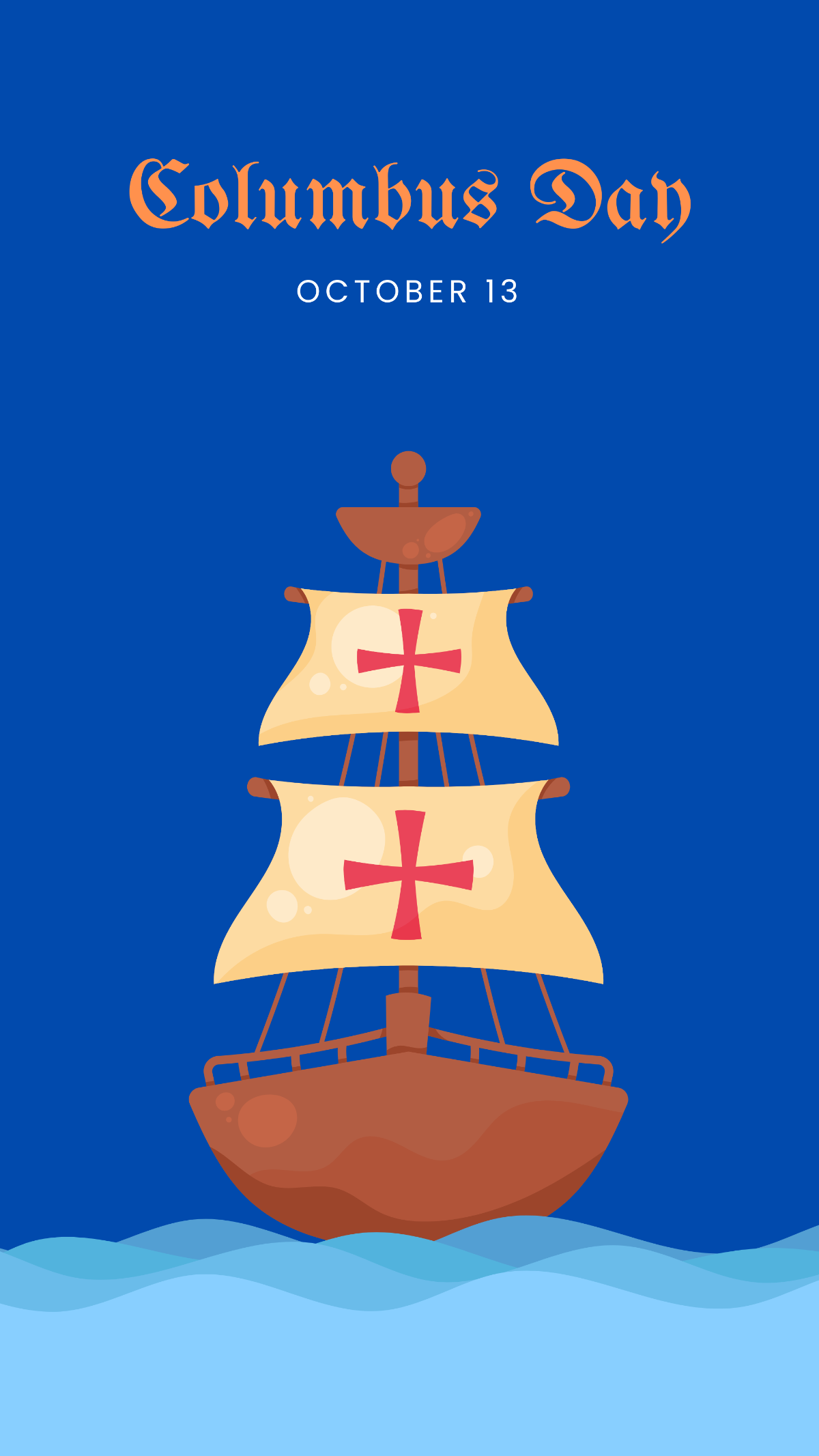 Blue Columbus Day Art Template