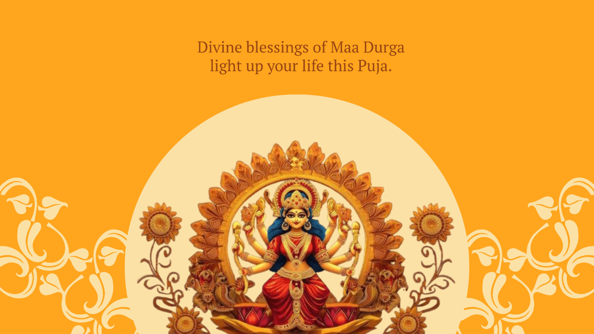 Free Golden Hindu Durga Puja Template to Edit Online