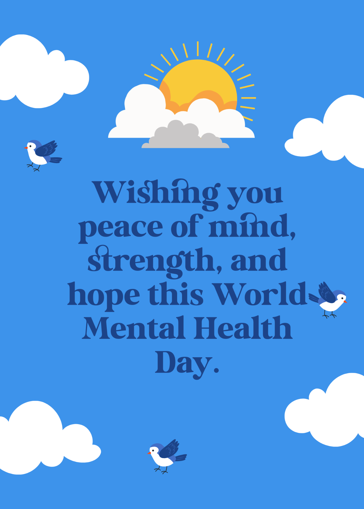 Free Blue World Mental Health Day Greeting Card Template to Edit Online
