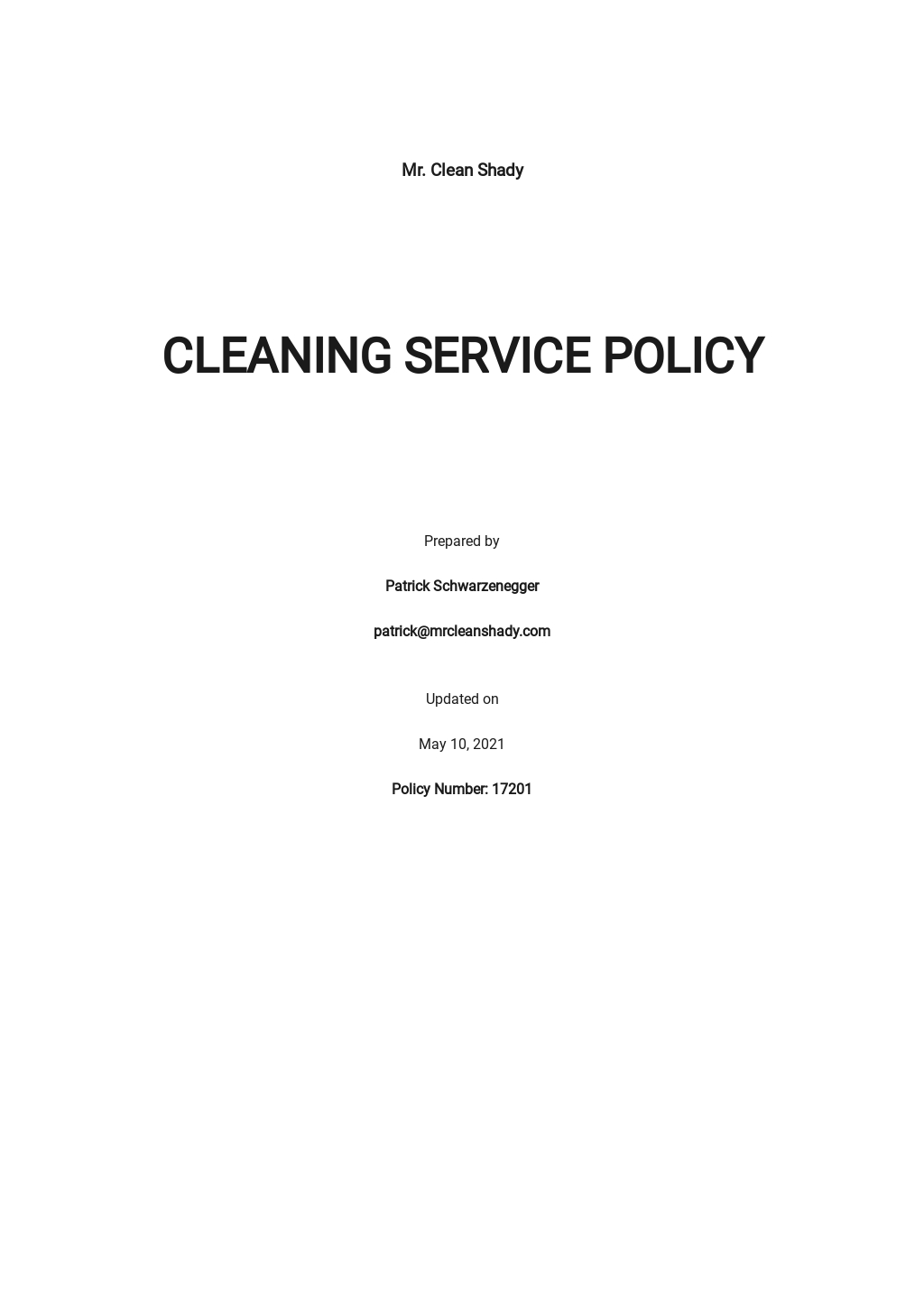 Free Simple Cleaning Service Policy Template.jpe