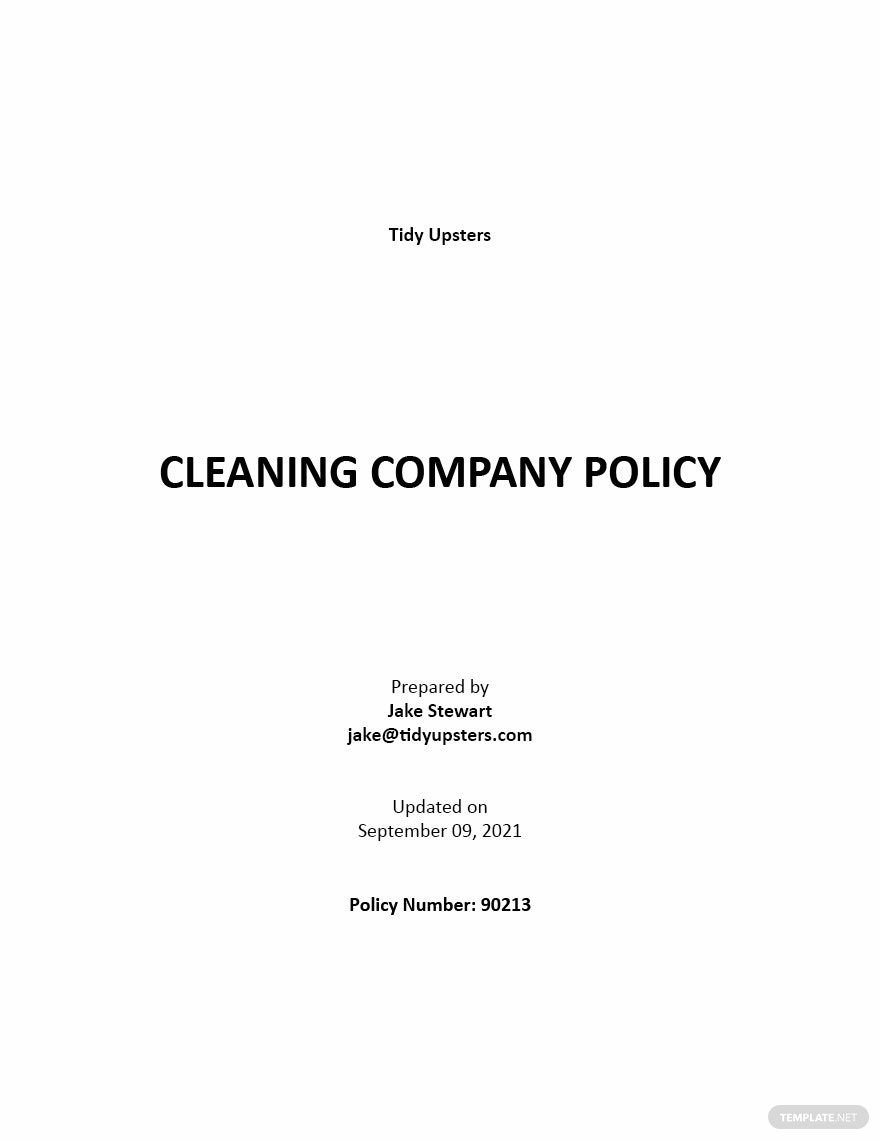 Cleaning Company Policy Template