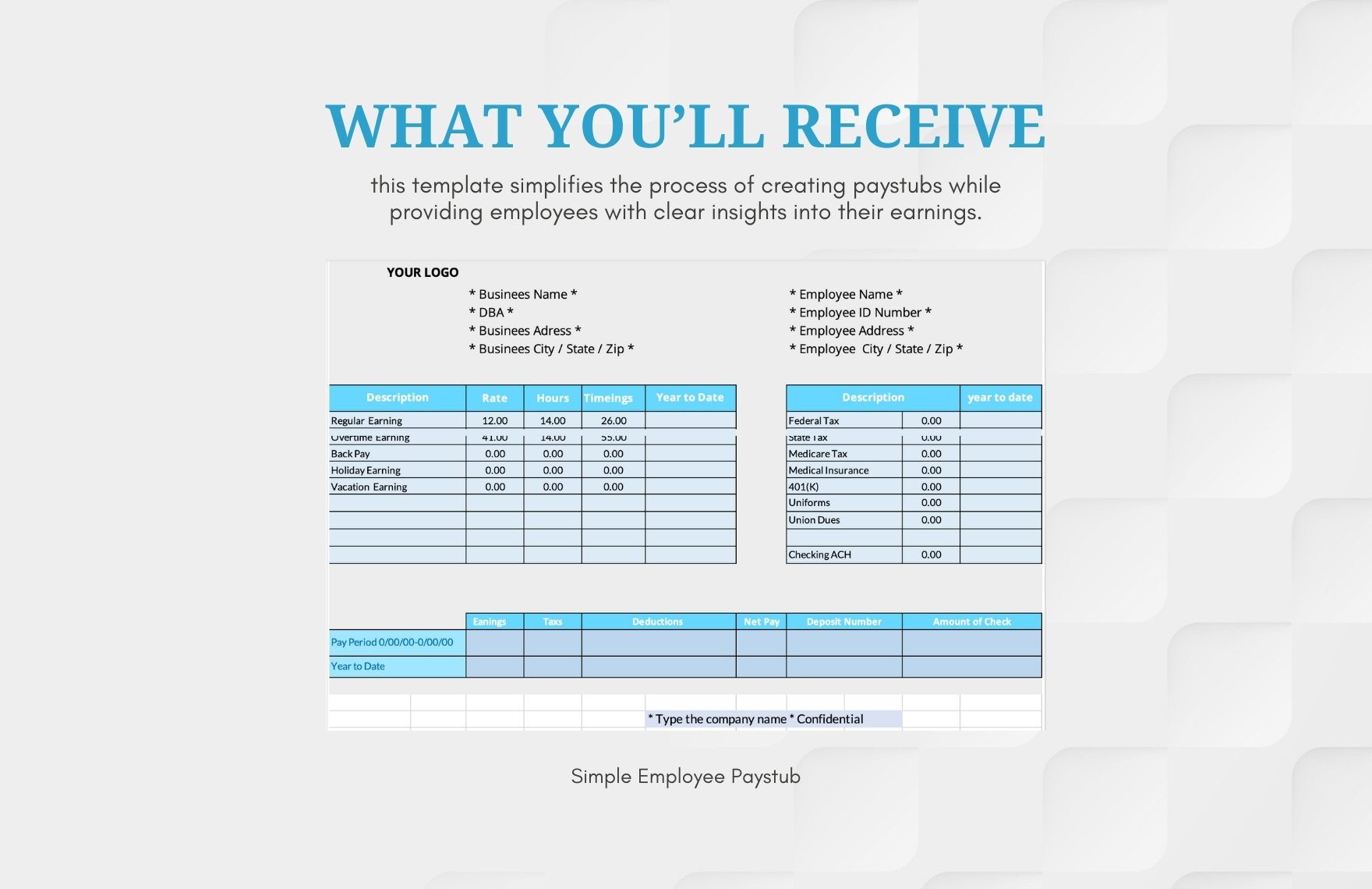 Simple Employee Paystub Template
