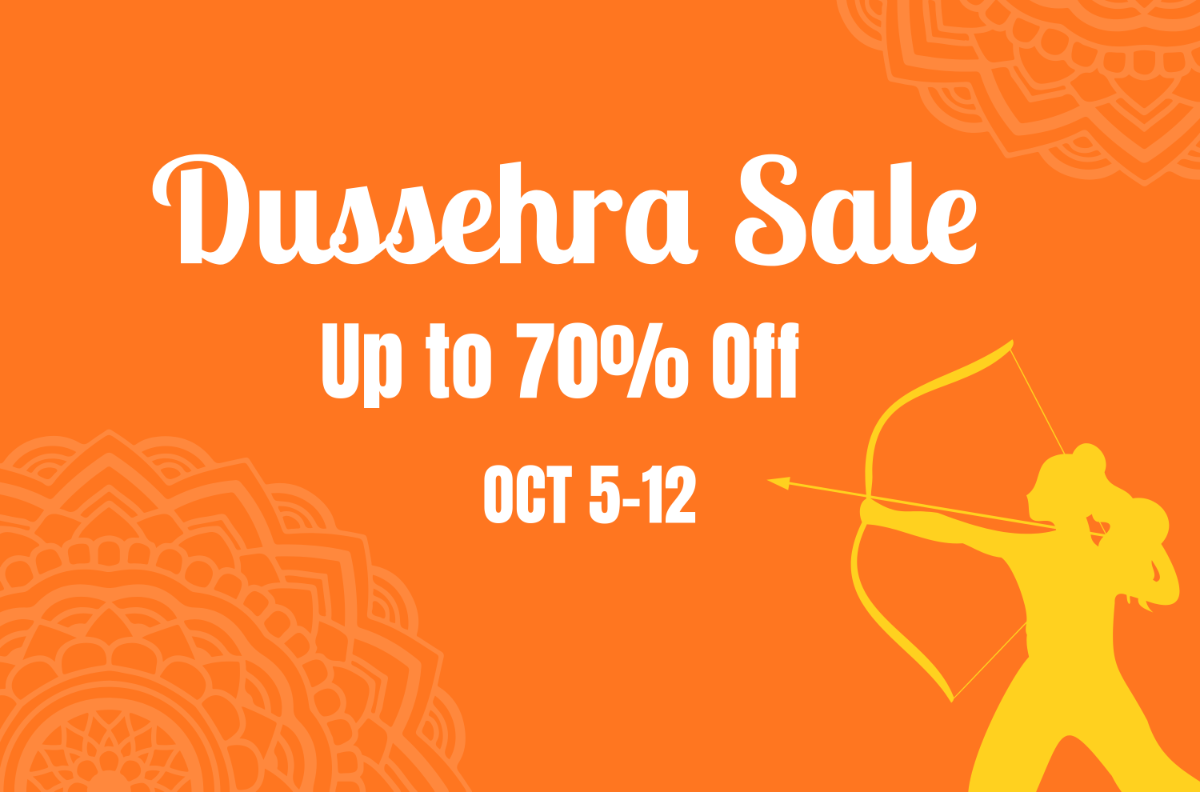 Free Orange Dussehra Offer Banner Template to Edit Online