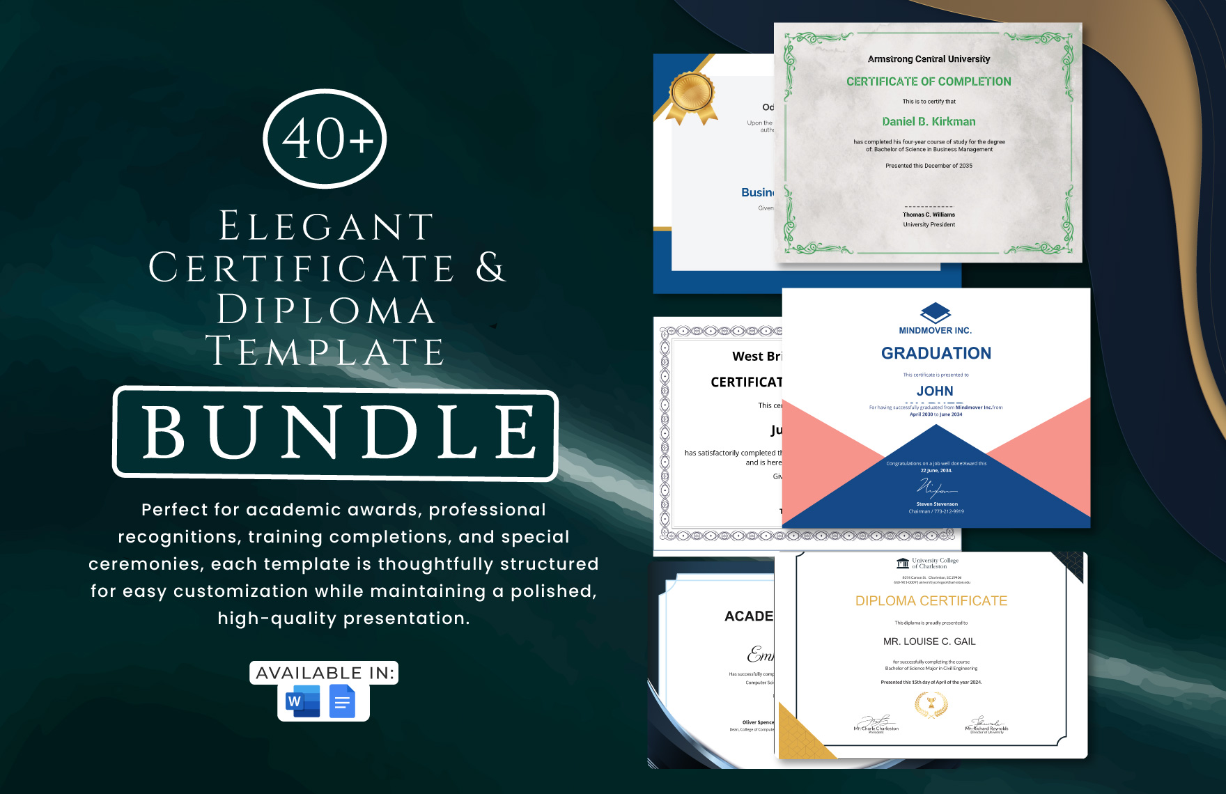 40+ Elegant Certificate & Diploma Template Bundle to Download