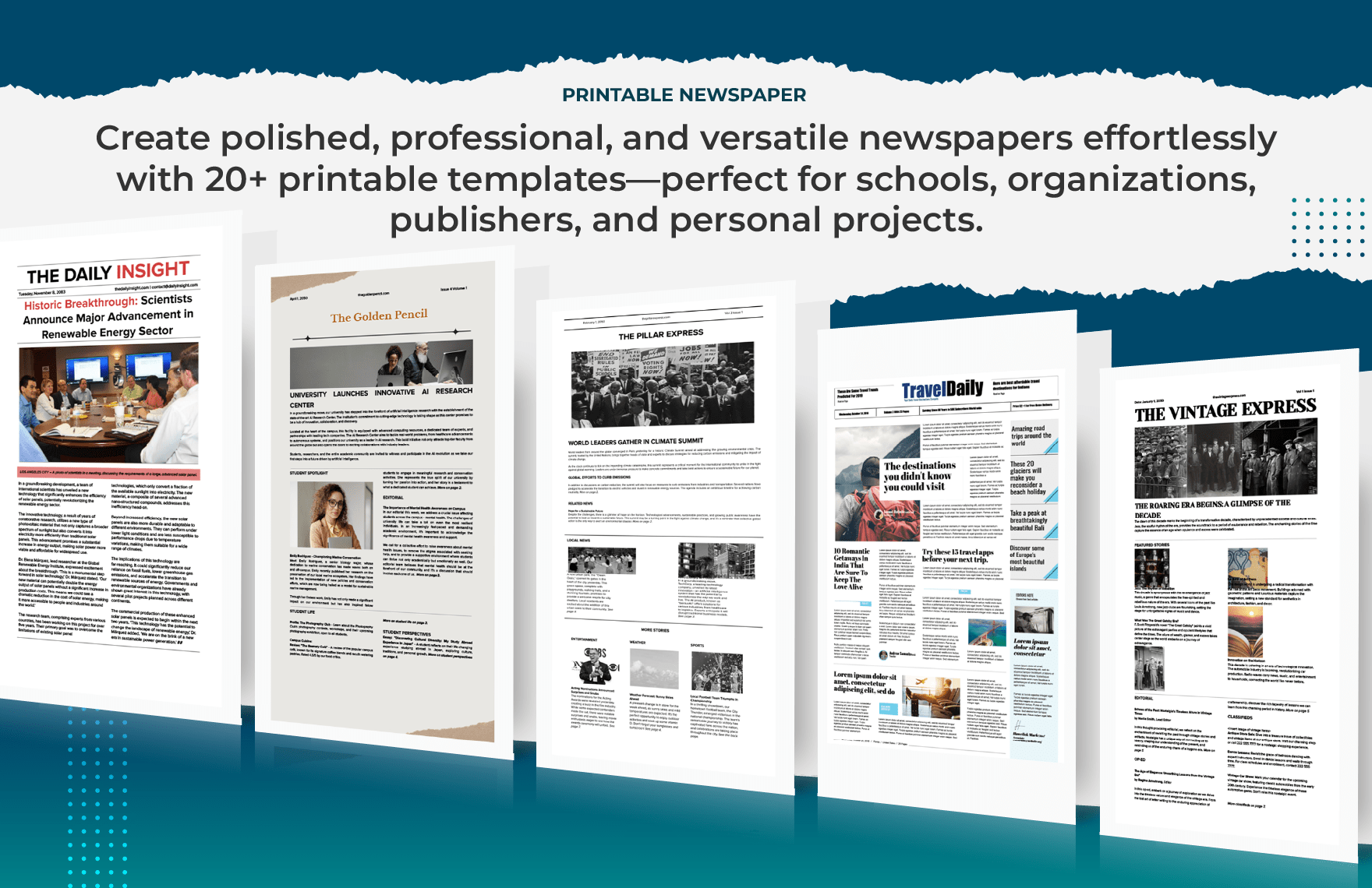 20+ Printable Newspaper Template Bundle