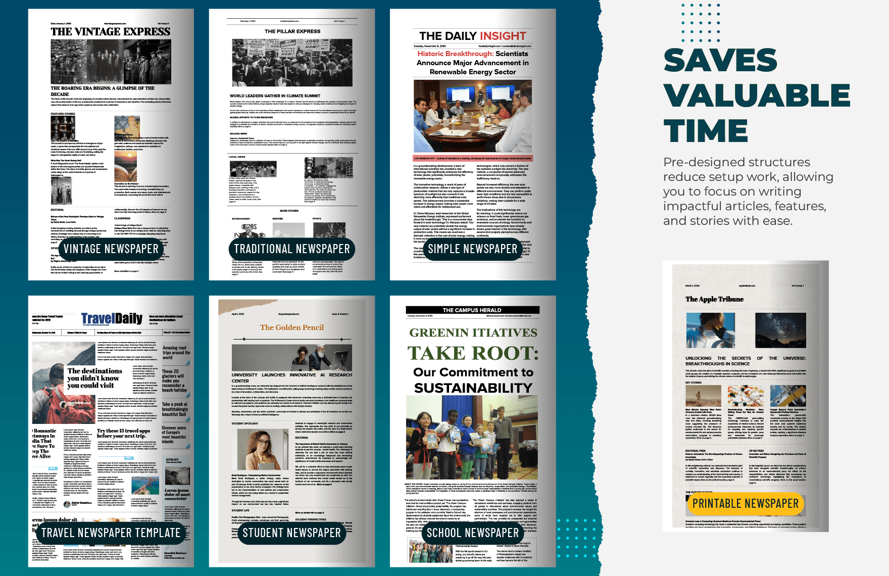20+ Printable Newspaper Template Bundle