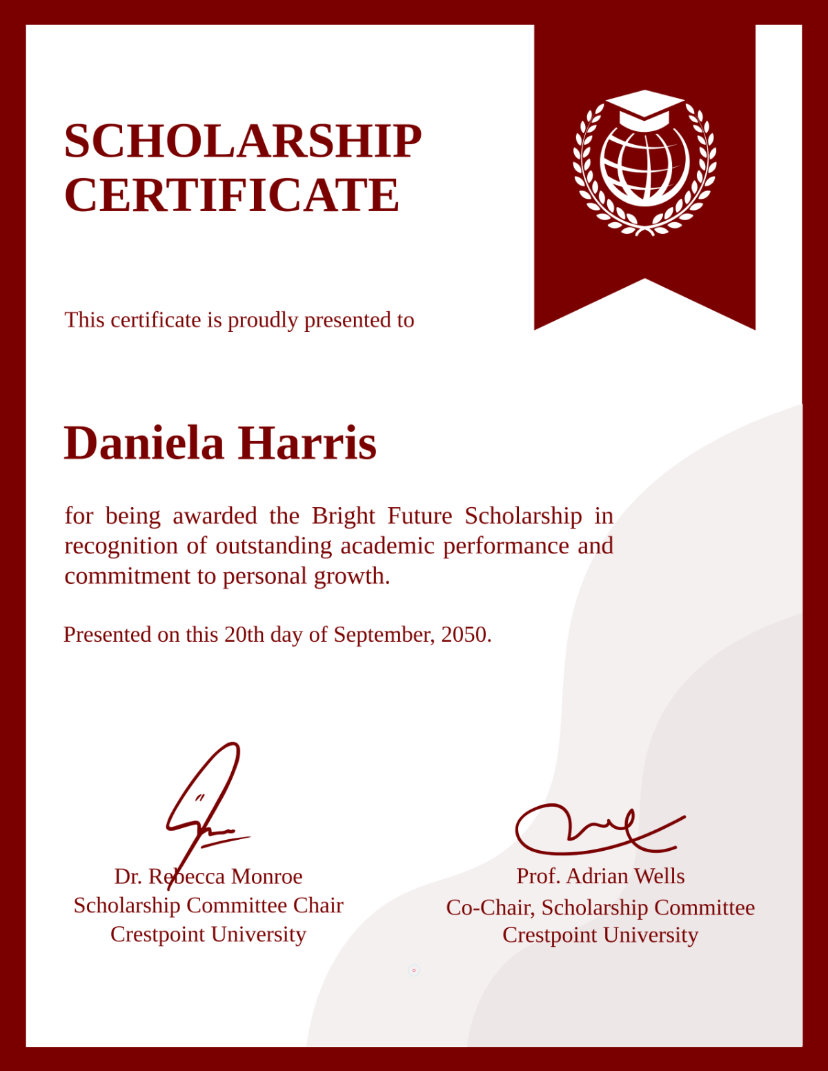 Free Scholarship Certificate Design Template to Edit Online