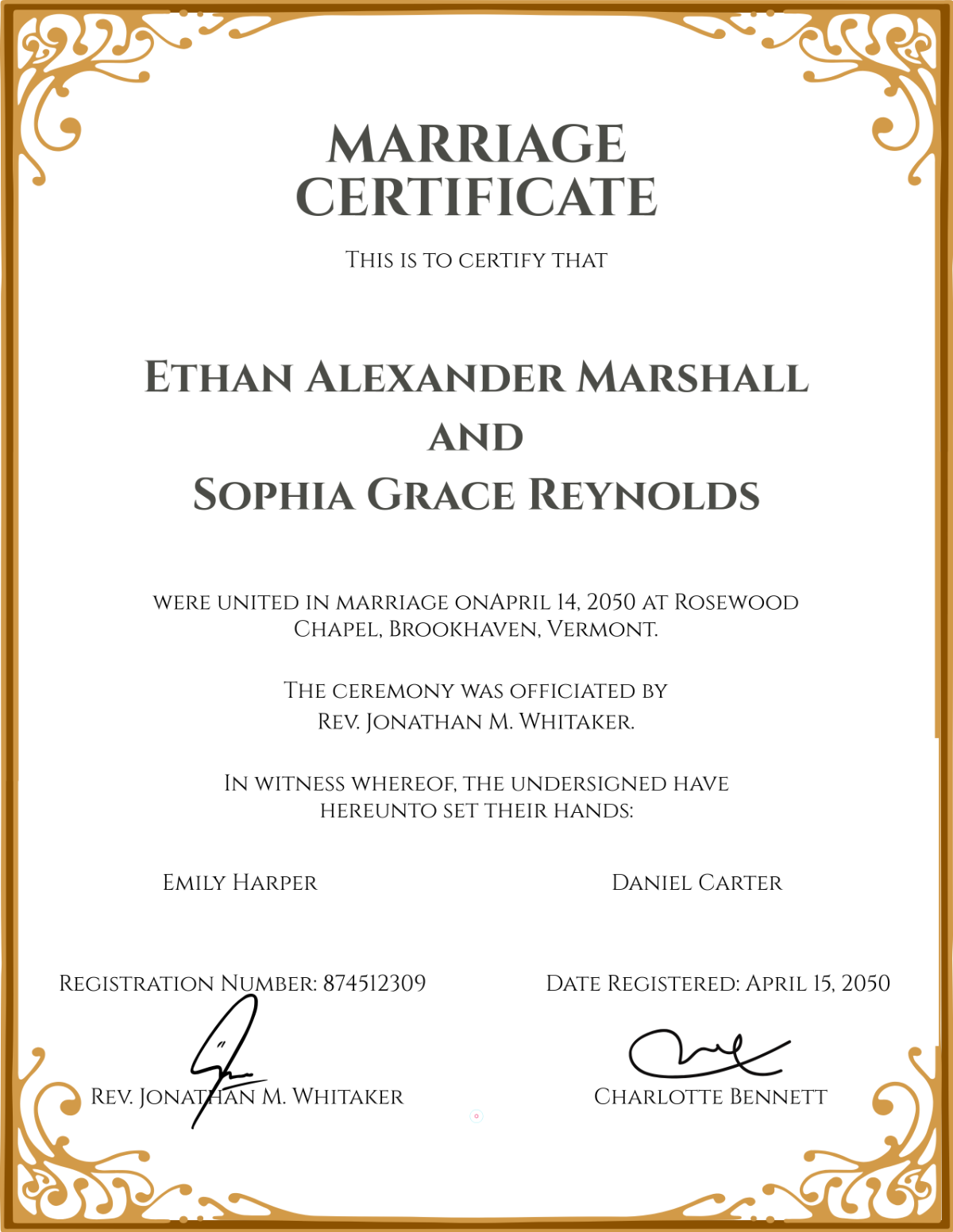 Free Vertical Marriage Certificate Template to Edit Online