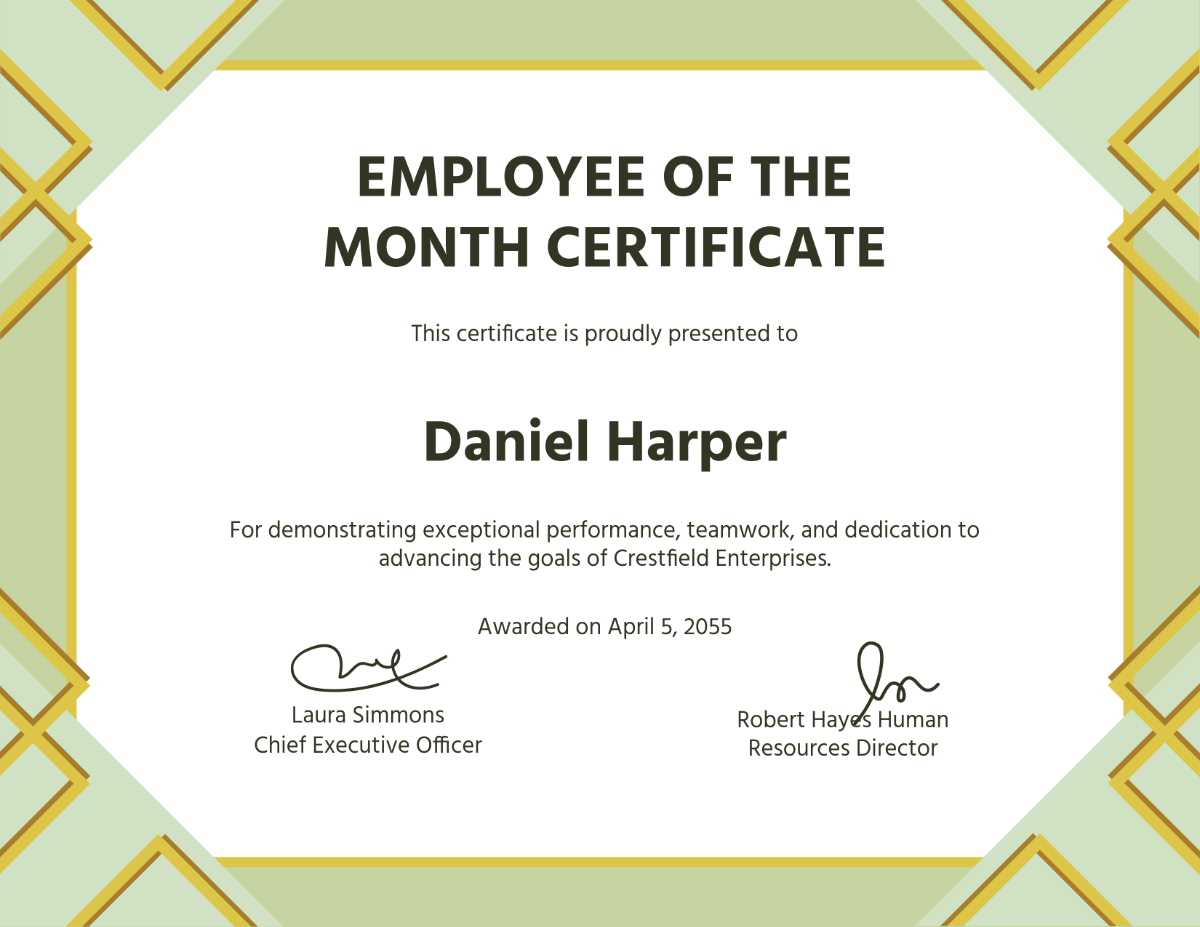 Free Employee of the Month Certificate Template to Edit Online
