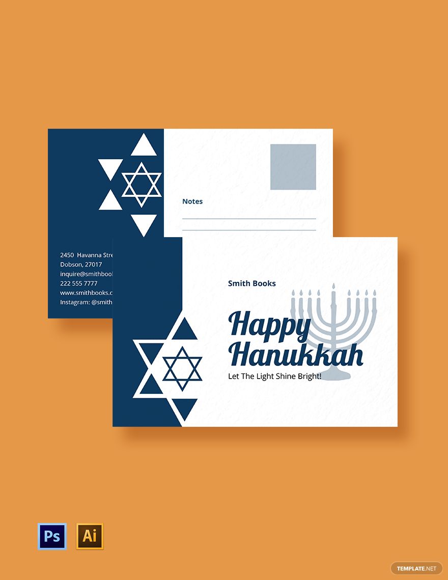 Hanukkah Greeting Postcard Template