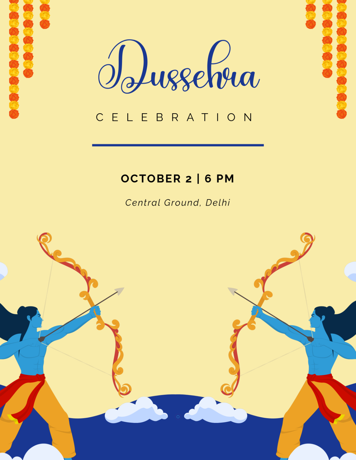 Free Dussehra Flyer Template to Edit Online