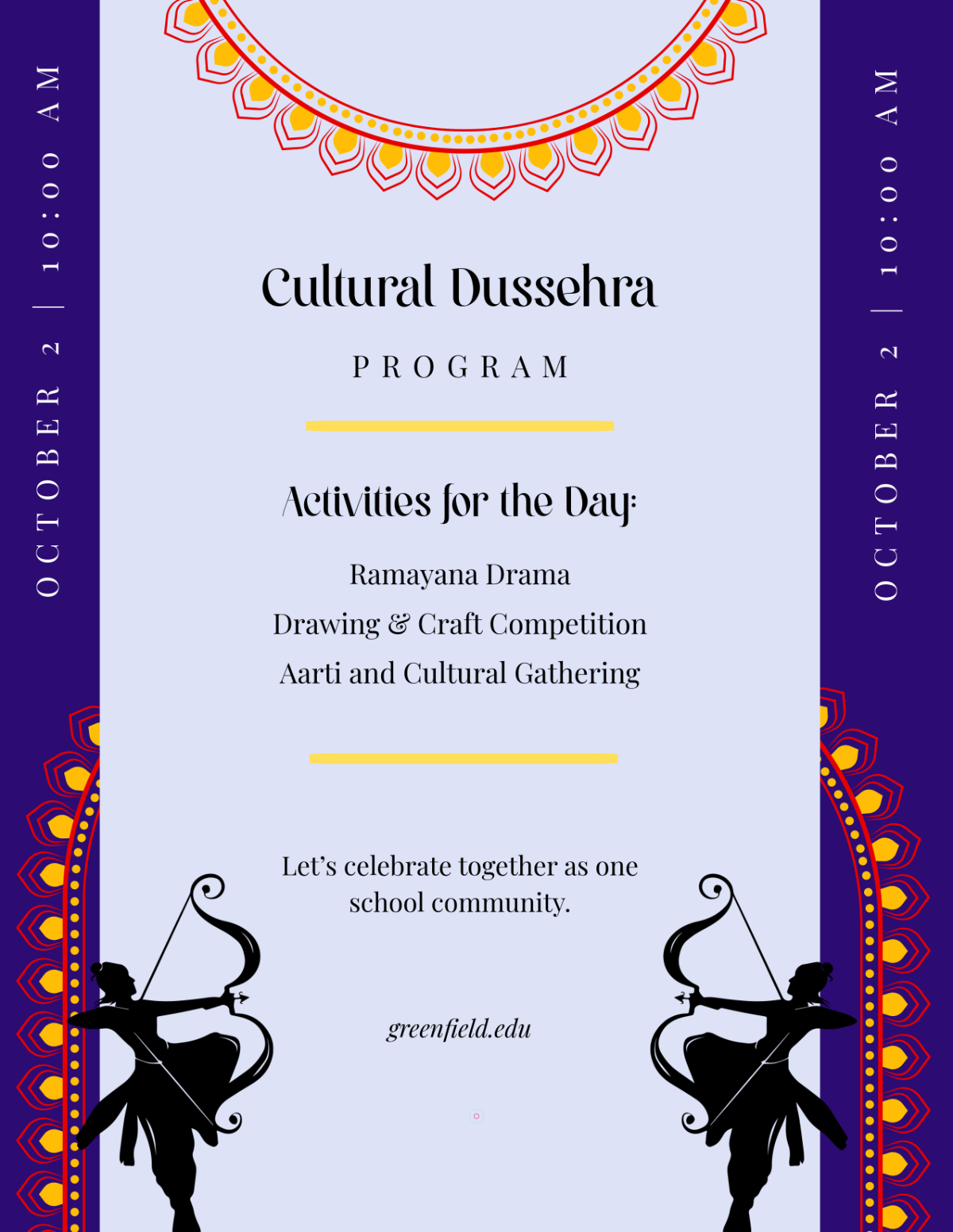 Free Dussehra School Flyer Template to Edit Online