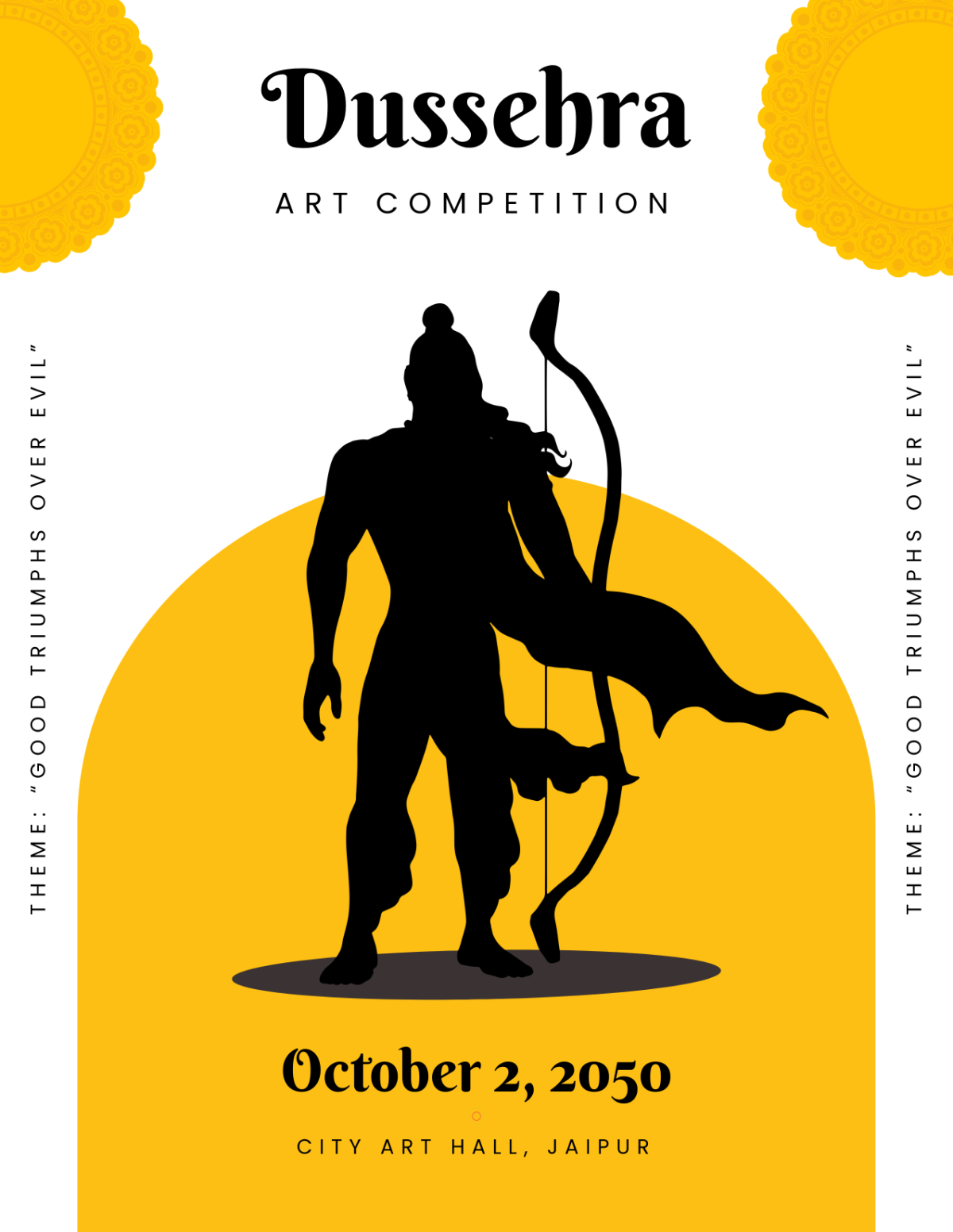Free Dussehra Drawing Flyer Template to Edit Online