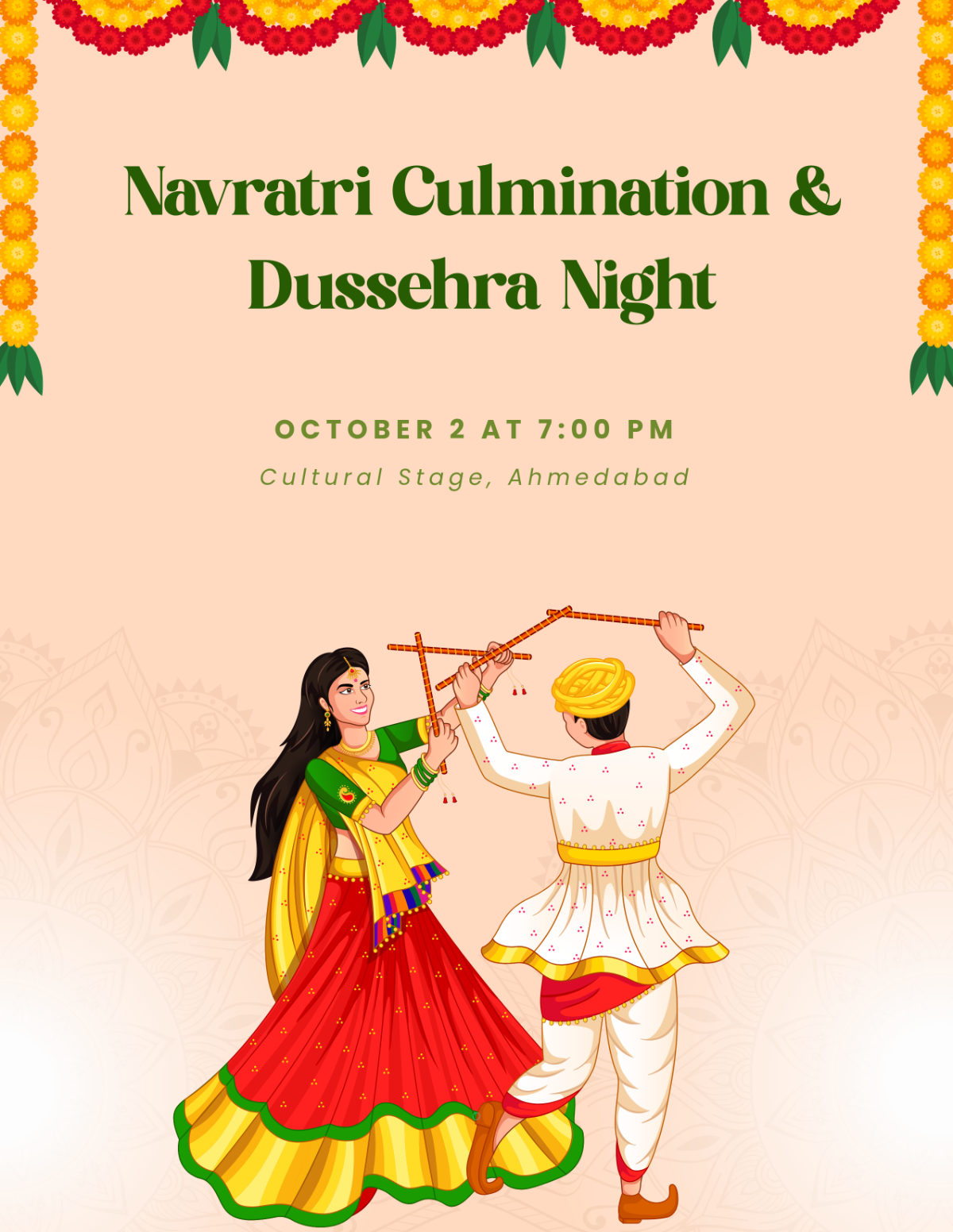 Free Navratri Dussehra Flyer Template to Edit Online
