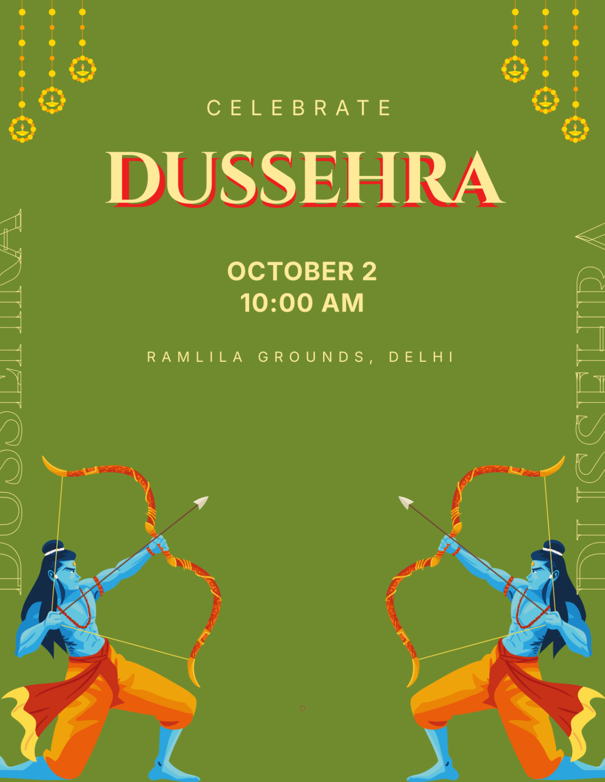 Free Hindi Dussehra Flyer Template to Edit Online