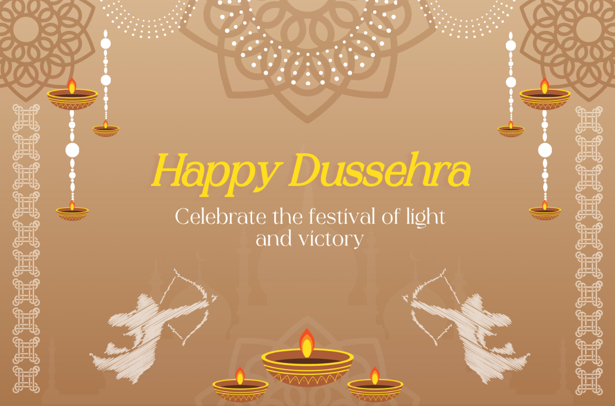 Free Brown Dussehra Photo Banner Template to Edit Online