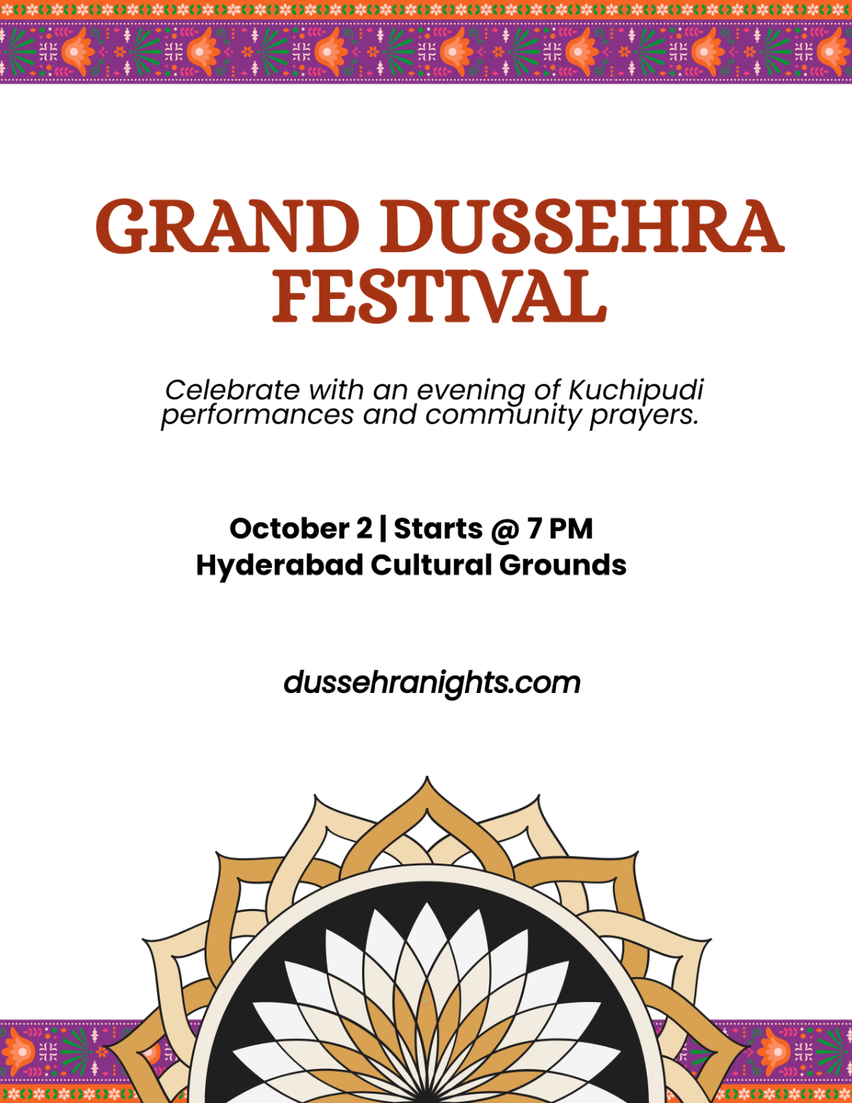 Colorful Telugu Dussehra Flyer Template to Download