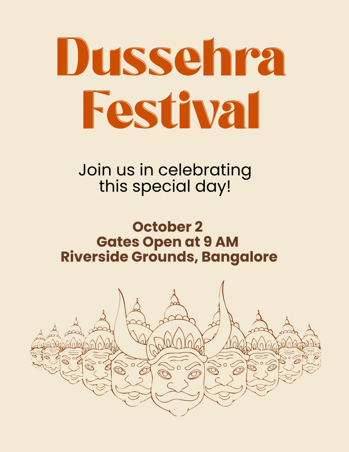 Free Minimalist Dussehra Flyer Template to Edit Online