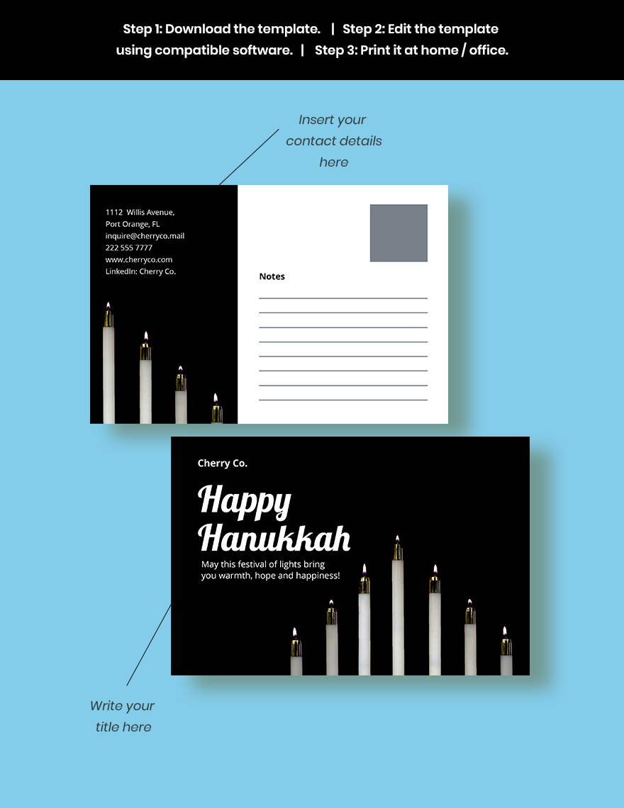 Hanukkah Postcard Template